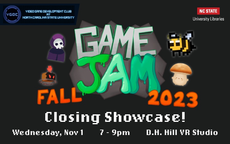 The Video Game Development Club showcases their fall game jam! Check out what participants created! WEDNESDAY 11/1, 7pm in the Hill Library VR Studio.

lib.ncsu.edu/events/2023-fa…