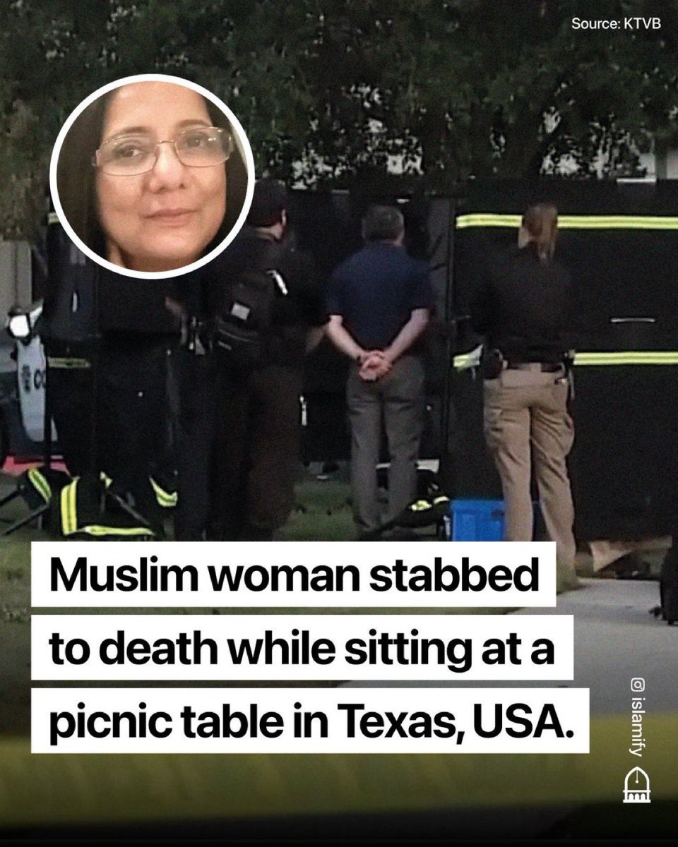 ABroNextDoor's tweet photo. Inna lillahi wa Inna ilayhi raji’un.

Dr. Talat Jehan Khan, a Muslim mother of two, and an admired paediatrician was stabbed to death whilst sitting at a picnic table in Texas, USA.

Please keep her in your duā’s may Allah عزوجل grant her Jannatul Firdaus, widen her grave and forgive her sins 🤲🏾💔