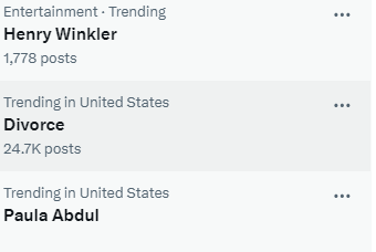 trojanchick99's tweet image. Checked all these trends and thank goodness Henry Winkler and Paula Abdul are NOT getting a divorce. Phew.