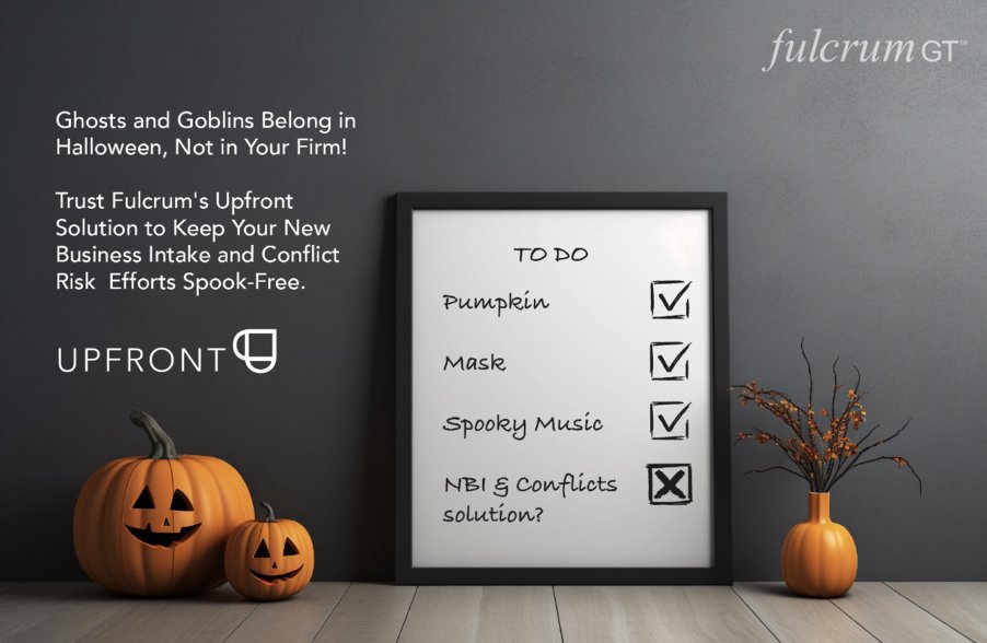 Don't let legal risks haunt your firm! This Halloween, safeguard your practice from the spooky unknowns. Stay compliant, stay secure, with the Upfront NBI &amp; Conflicts solution.

Dare to discover more? Visit: hubs.ly/Q0274Z3F0

#LegalRiskManagement #NewBusinessIntake #Legal
