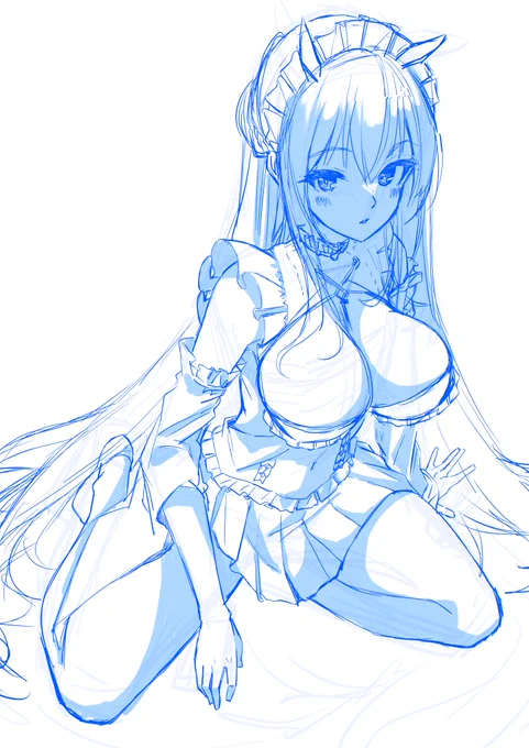 これは9月中頃に描いてたインドミダブルさん(ラフ  手つかずになりそうなので供養