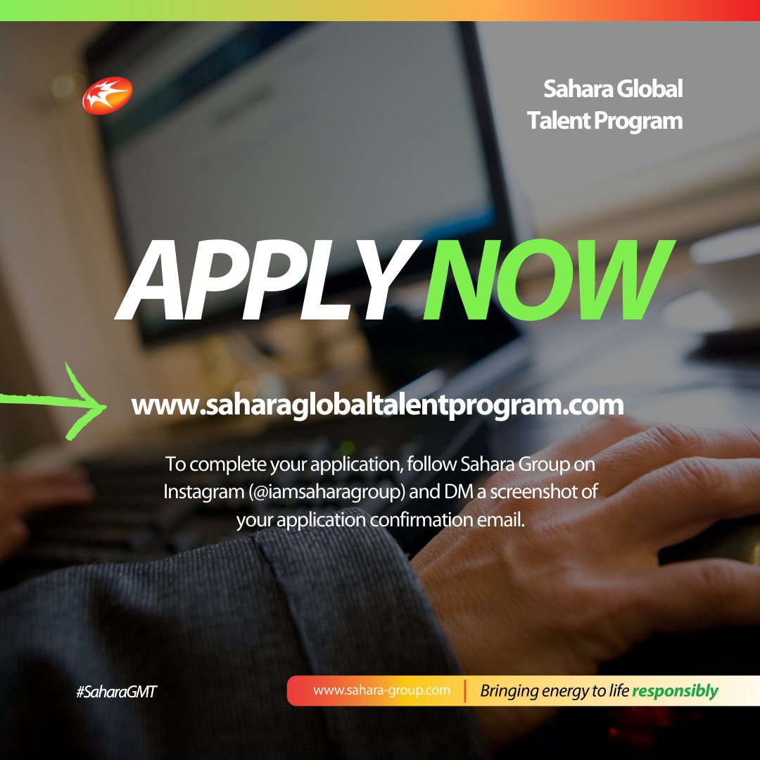 workforce_group's tweet photo. Are you ready to make a difference?

The perfect opportunity is here.

Swipe through the carousel to learn more about the Sahara Group Global Talent Program.

Then click here to apply - https://t.co/KbpQ1Nlvrf

#saharagroup #graduatetraineeprogramme https://t.co/m8QXU5lBIx