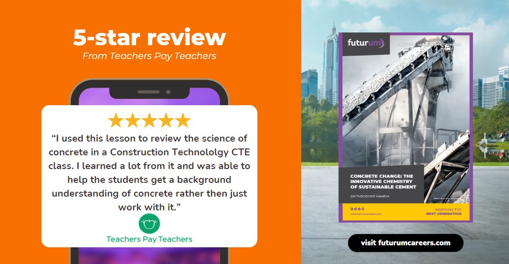 A five-star review for our free teaching resource on #materials #science and #process #engineering!

At The University of Sheffield in the UK, Dr Theodore Hanein and his team are investigating alternative methods for #cement production. 

futurumcareers.com/concrete-chang…