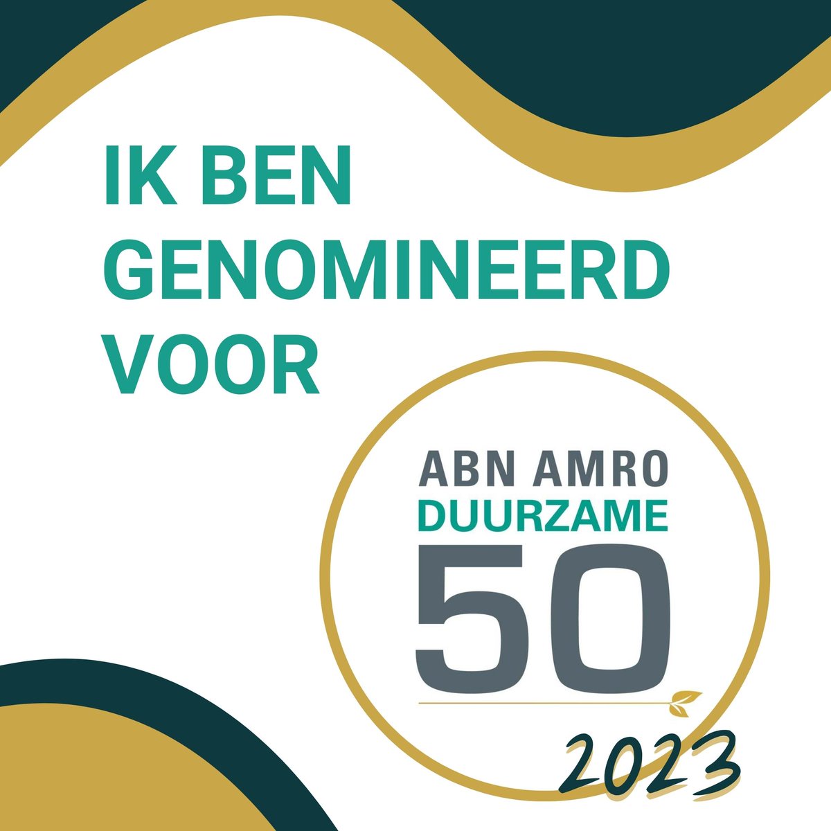 Wat een eer! Ik ben genomineerd voor de ABN AMRO Duurzame 50 –  2023 die door <a href="/DuurzaamGebouwd/">Duurzaam Gebouwd</a>  georganiseerd wordt! Dit is de jaarlijkse award voor duurzaamheid in de bouw- en vastgoedsector in Nederland. Stemmen kan via de volgende link: lnkd.in/eFSk3YAz Ben benieuwd! 😊