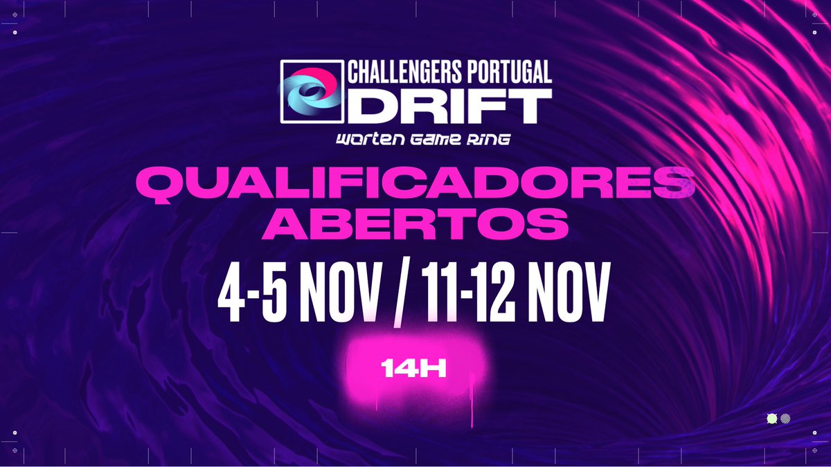 valleague_pt's tweet photo. É semana de qualificadores abertos, baby 😙

O turbilhão começa já no dia 4 e 5 de novembro, com o 1º Qualificador para o Challengers Portugal: DRIFT x Worten Game Ring. Inscreve-te em https://t.co/pOpAb4sCze 

#DRIFT https://t.co/CgVHgwDkdm