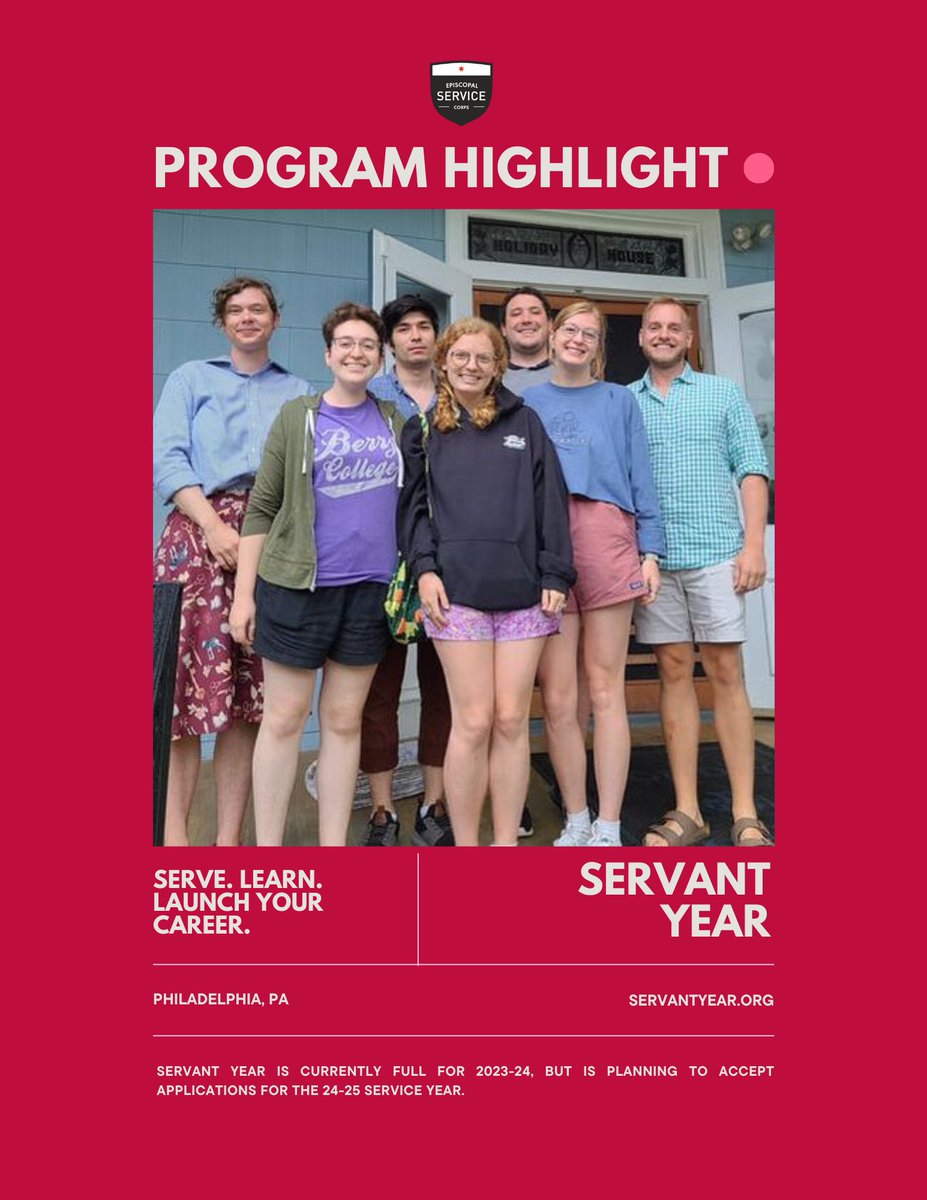EpisServiceCorp's tweet photo. PROGRAM HIGHLIGHT 🌟🪴 Meet Servant Year, Philadelphia's Service Corps!! For more information, visit our website and Servant Year's social media + website!

#service #episcopal #philadelphia https://t.co/GWG7DgDObo