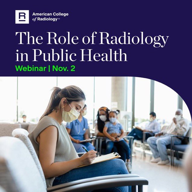 Why learn about radiology's role in public health? Because we can all make a difference. Learn how with <a href="/RadiologyACR/">American College of Radiology</a> on November 2. 

Register today: bit.ly/498XcZf #FutureRadRes #RadRes #MedStudents #MedTwitter