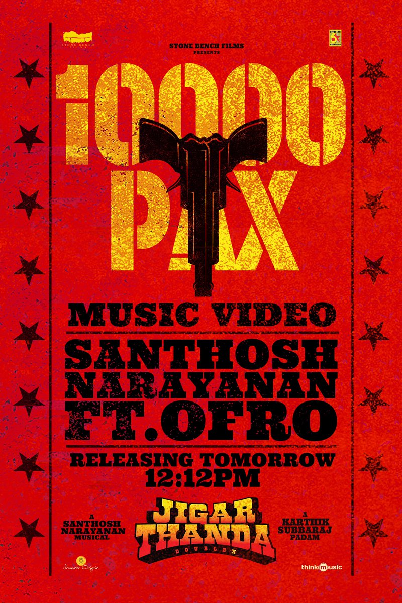 @Music_Santhosh music @ofrooooo singing vibes tomorrow onwards! Jigarthanda 2 is a entertainment blast! 💣 @karthiksubbaraj @offl_Lawrence @iam_SJSuryah @kenroyson_ @thinkmusicindia