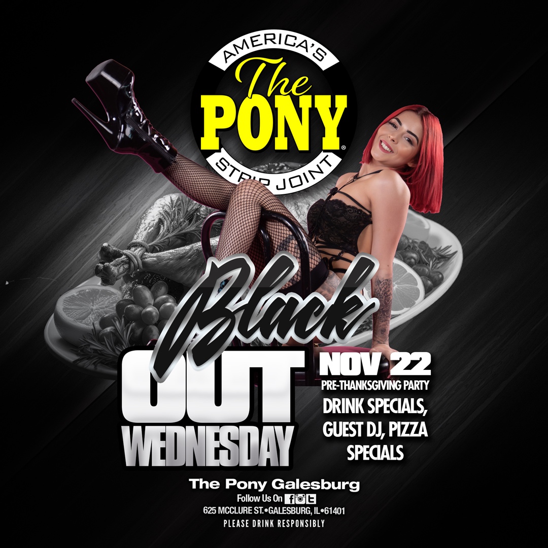 PonyGalesburg's tweet photo. Gobble up the fun during our Pre-Thanksgiving Blackout Party at The Pony! Join us for drink specials, guest DJ & pizza specials that you won't want to miss. Get ready to party the night away with us!
.
.
.
#PreThanksgivingParty #ThePony #Galesburg #BlackoutParty #PonyGalesburg https://t.co/fx8G2ilbYZ