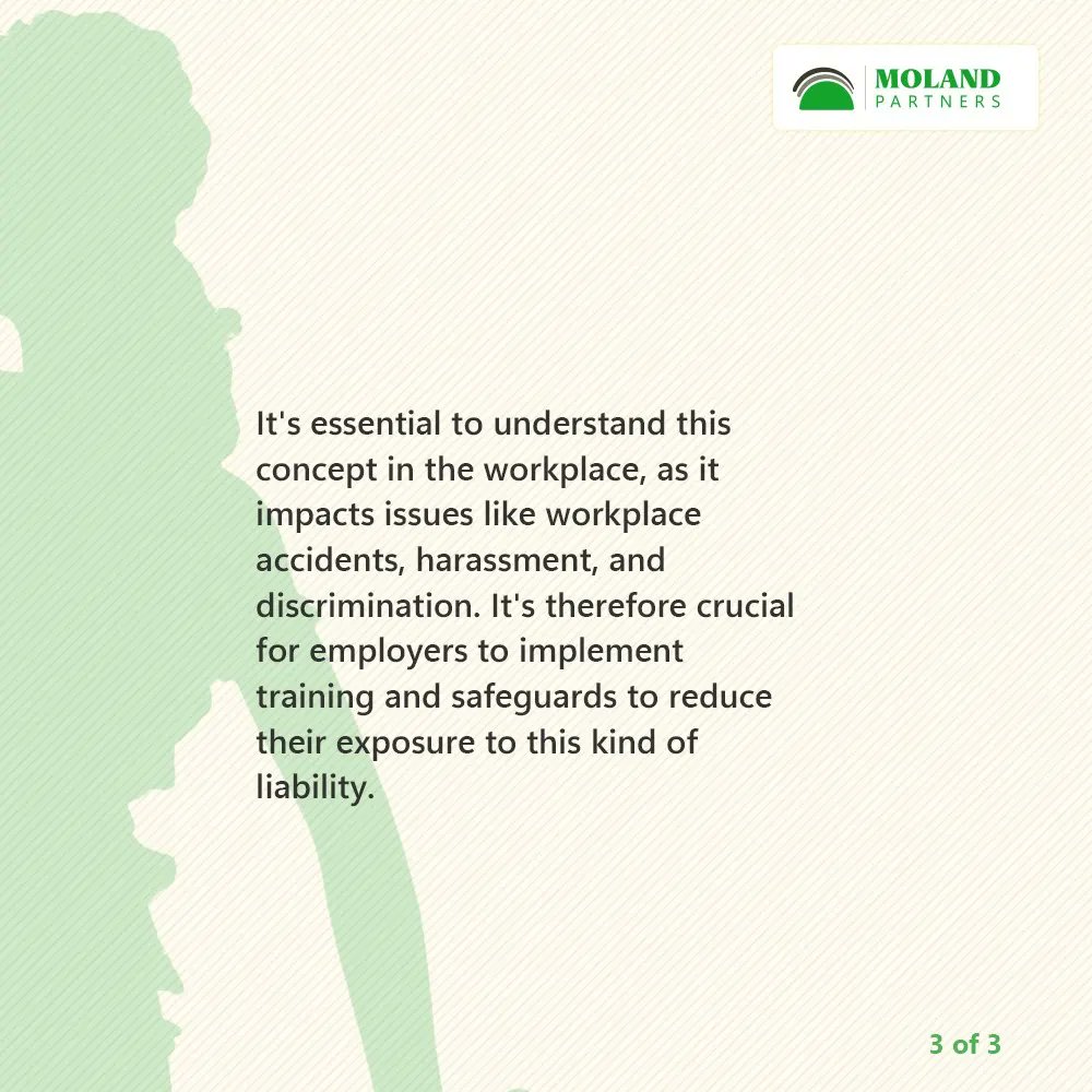 Did you know that employers can be held responsible for their employees' actions? The principle of vicarious liability helps us understand this.

#molandpartners 
#partners 
#lawyers 
#accountants 
#lawfirm 
#moland 
#employer 
#employerengagement 
#employee 
#employeeengagement