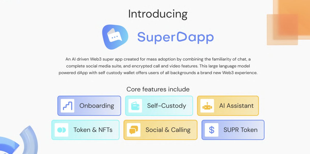 SuperDappAI's tweet image. @SuperDappAi is 🌐 An #AI-driven super app designed for mass adoption with chat, social media, encrypted calls, and more

Powered by a cutting-edge language model, and featuring a self-custody wallet, brings a fresh Web3 experience to users from all walks of life. 🌟