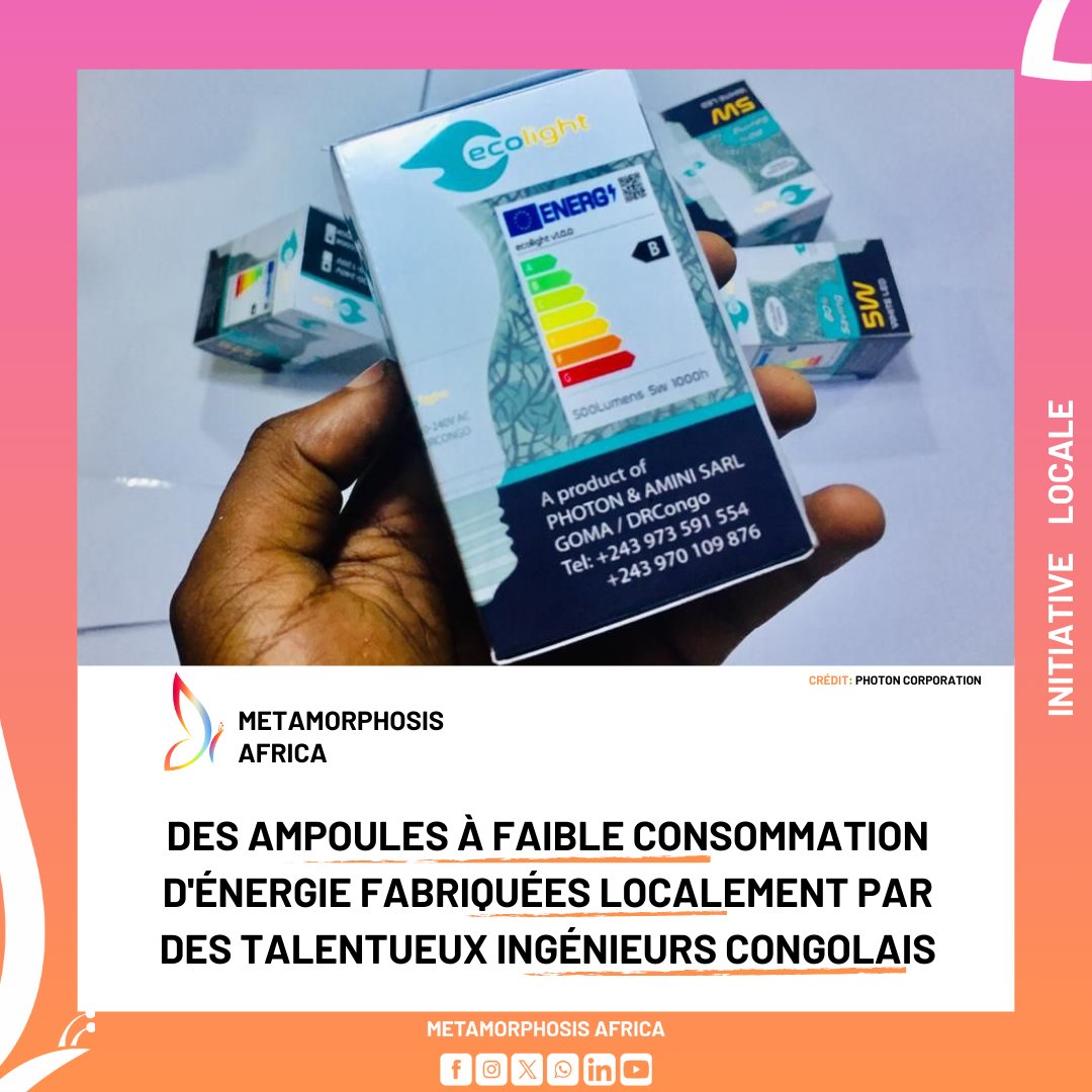 metamorphoziss's tweet photo. #InitiativeLocale | Un groupe de jeunes ingénieurs talentueux Congolais a réussi à fabriquer des ampoules à basse consommation, aussi appelées lampes économiques. Et la meilleure partie ? Ces ampoules sont produites localement !
A travers leur start-up nommée Photon Corporation, ces ingénieurs contribuent ainsi à la réduction de la consommation globale d'énergie tout en favorisant l'industrie locale.
#MetamorphosisAfrica #UnAfriqueMeilleur #IngénieursCongolais #RDC #AmpoulesÉconomiques #FabricationLocale #InnovationCongo #ÉclairageDurable #TalentLocal #DéveloppementTechnologique #ÉnergieÉconomique #AfriqueMonde #OctobreRose