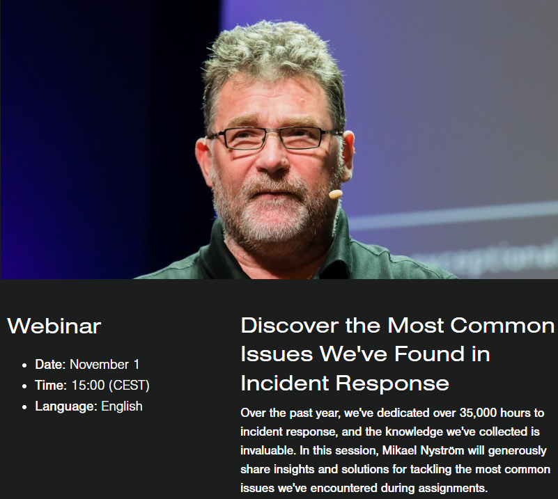 Working in CSIRT means you see things, that should not be. In this webinar I'll talk about 5 very common issues we see and how to fix them. event.truesec.com/webinar-incide…