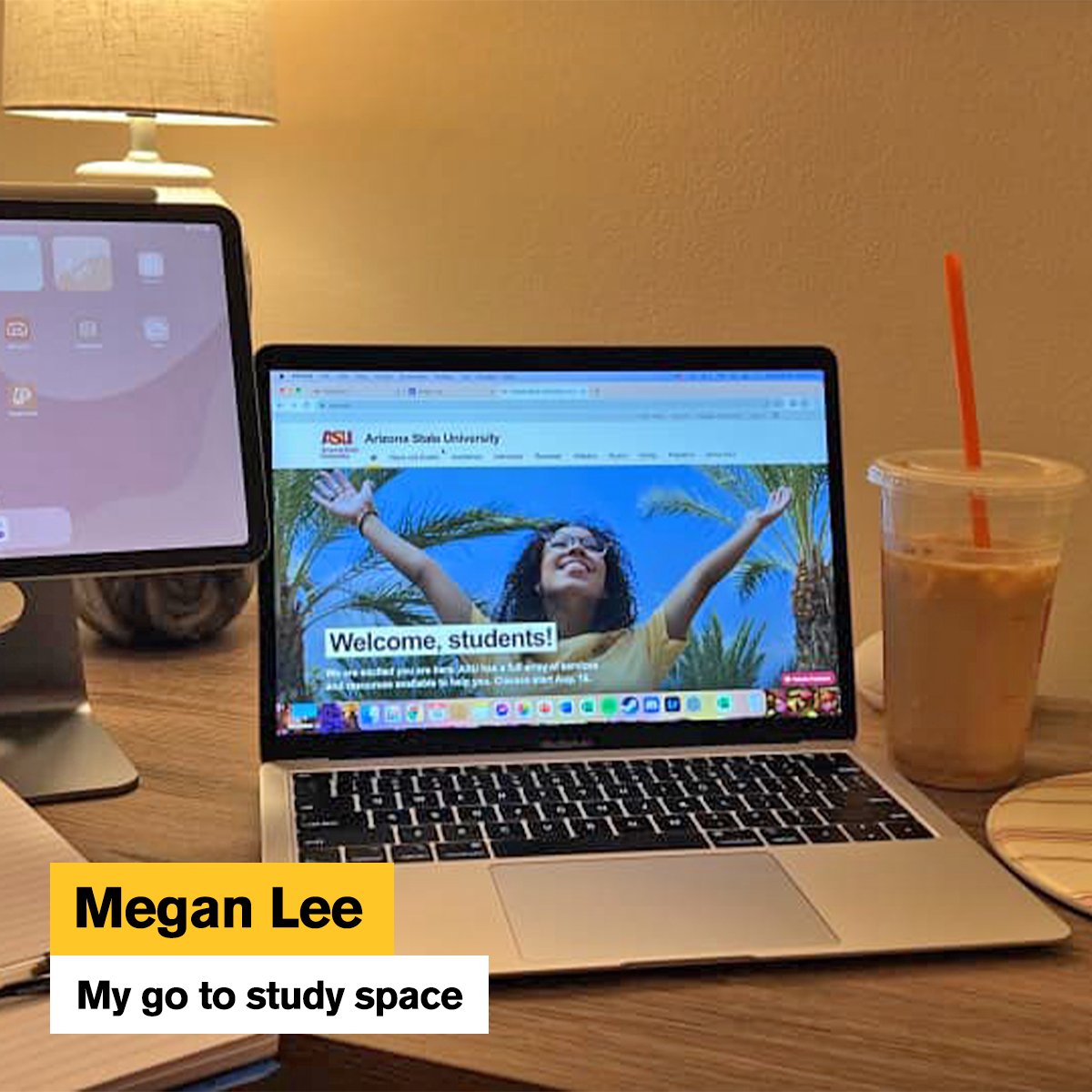 asuonline's tweet image. Do you work better in a #StudySpace filled with warm sunlight, like #ASUOnline student Alana, or are you all about that bustling café life? Share your #NationalDistanceLearningWeek opinions!