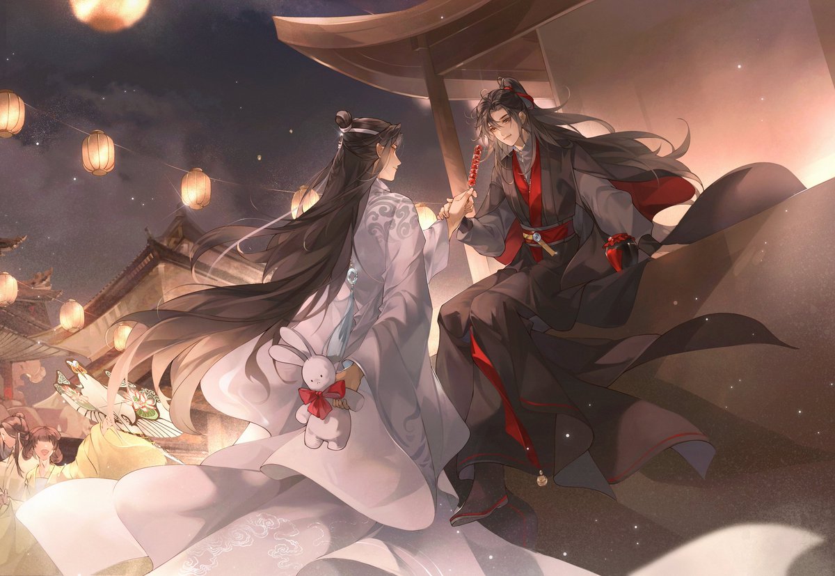 multiple boys long hair hanfu black hair 2boys chinese clothes male focus  illustration images