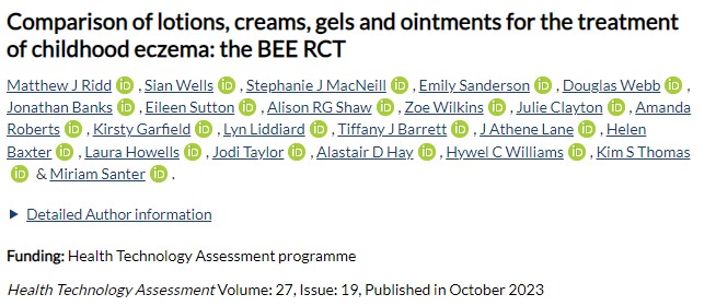 BEE study (@bee_study) on Twitter photo It's finally out! For a complete description of our <a href="/rcgp/">Royal College of General Practitioners</a> award-winning Best Emollients for childhood #Eczema (atopic dermatitis) study read the open access final report: journalslibrary.nihr.ac.uk/hta/GZQW6681/#… <a href="/capcbristol/">CAPC, Bristol</a> <a href="/UK_DCTN/">Dermatology_UKDCTN</a> <a href="/eczemasupport/">Nottingham Eczema</a> @crnwestengland <a href="/EczemaOutreach/">Eczema Outreach Support</a> @HealthySkin4All It's finally out! For a complete description of our <a href="/rcgp/">Royal College of General Practitioners</a> award-winning Best Emollients for childhood #Eczema (atopic dermatitis) study read the open access final report: journalslibrary.nihr.ac.uk/hta/GZQW6681/#… <a href="/capcbristol/">CAPC, Bristol</a> <a href="/UK_DCTN/">Dermatology_UKDCTN</a> <a href="/eczemasupport/">Nottingham Eczema</a> @crnwestengland <a href="/EczemaOutreach/">Eczema Outreach Support</a> @HealthySkin4All