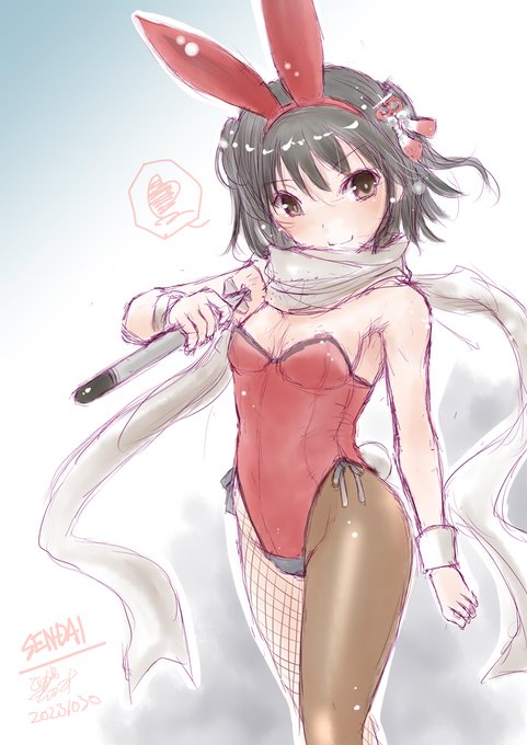 夜戦馬鹿一代バニー#艦これ版深夜の真剣お絵描き60分一本勝負 #艦これ版真剣お絵描き60分一本勝負_20231030#川内進水日 