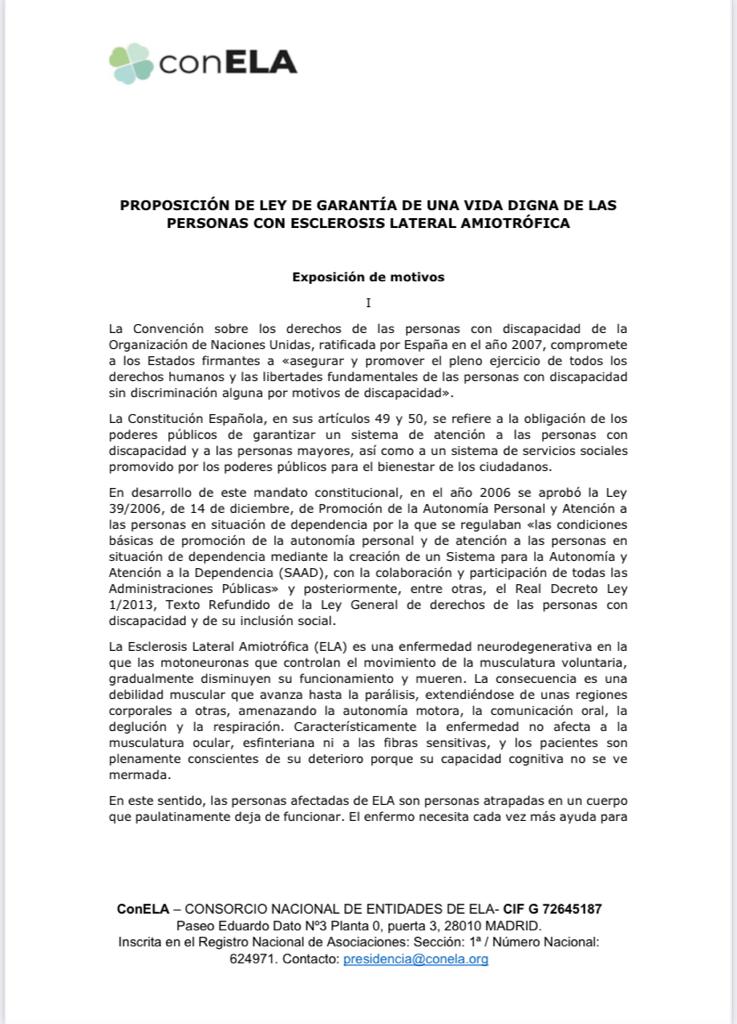 Hoy 30/10/23 hemos registrado en el Congreso de los Diputados la nueva Ley ELA liderada por ConELA, pidiendo que todos los grupos parlamentarios la presenten.

Abro hilo para que toda la sociedad la pueda leer