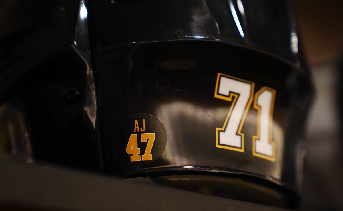 Honoring and remembering 💛 Tonight the Penguins will wear an ‘AJ 47’ decal on their helmets for their former teammate, Adam Johnson. There will be a pre-game ceremony and celebration of life after warmups.