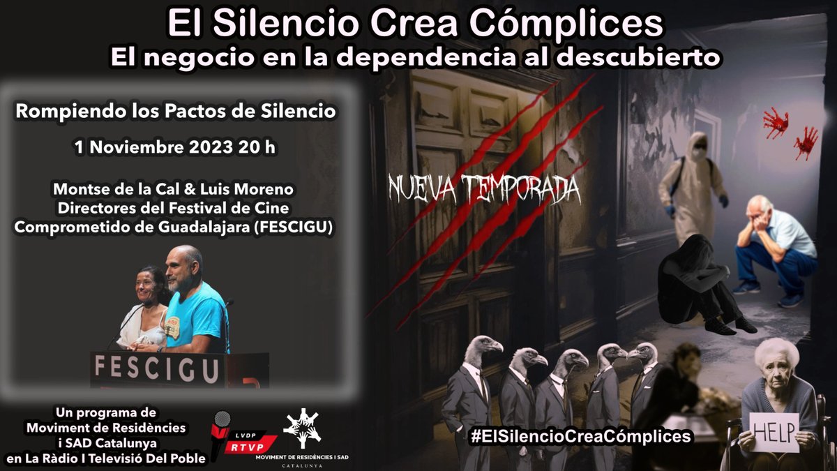 Intervención de Montse de la Cal y de Luis Moreno, el día 1 de Noviembre, en el programa de radio y televisión del Poblet, sobre el negocio de la dependencia. Lo podréis seguir en el canal de Youtube de la cadena de radio del Poblet.
youtube.com/@radioitelevis…