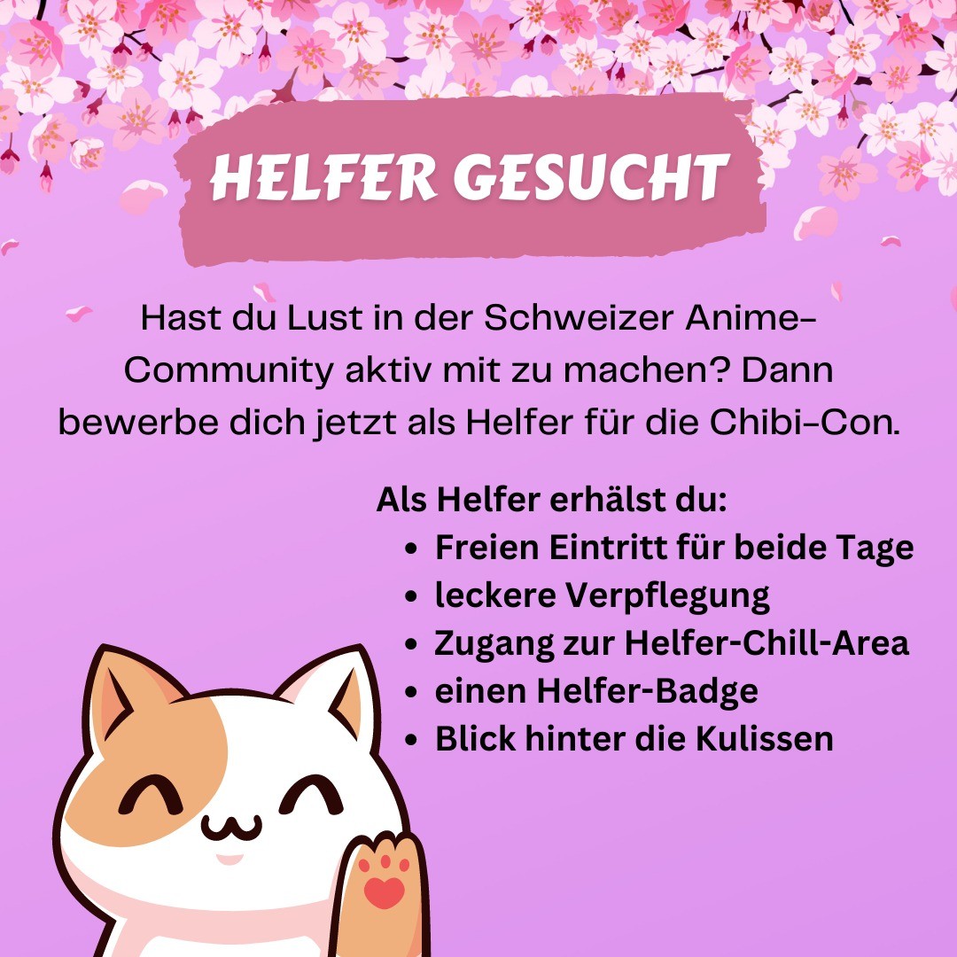 Es ist wieder soweit :) Die Anmeldung für Chibi-Helfer ist nun offen: chibicon.ch/helfer-werden

#animecon #swissanime #convention #chibicon