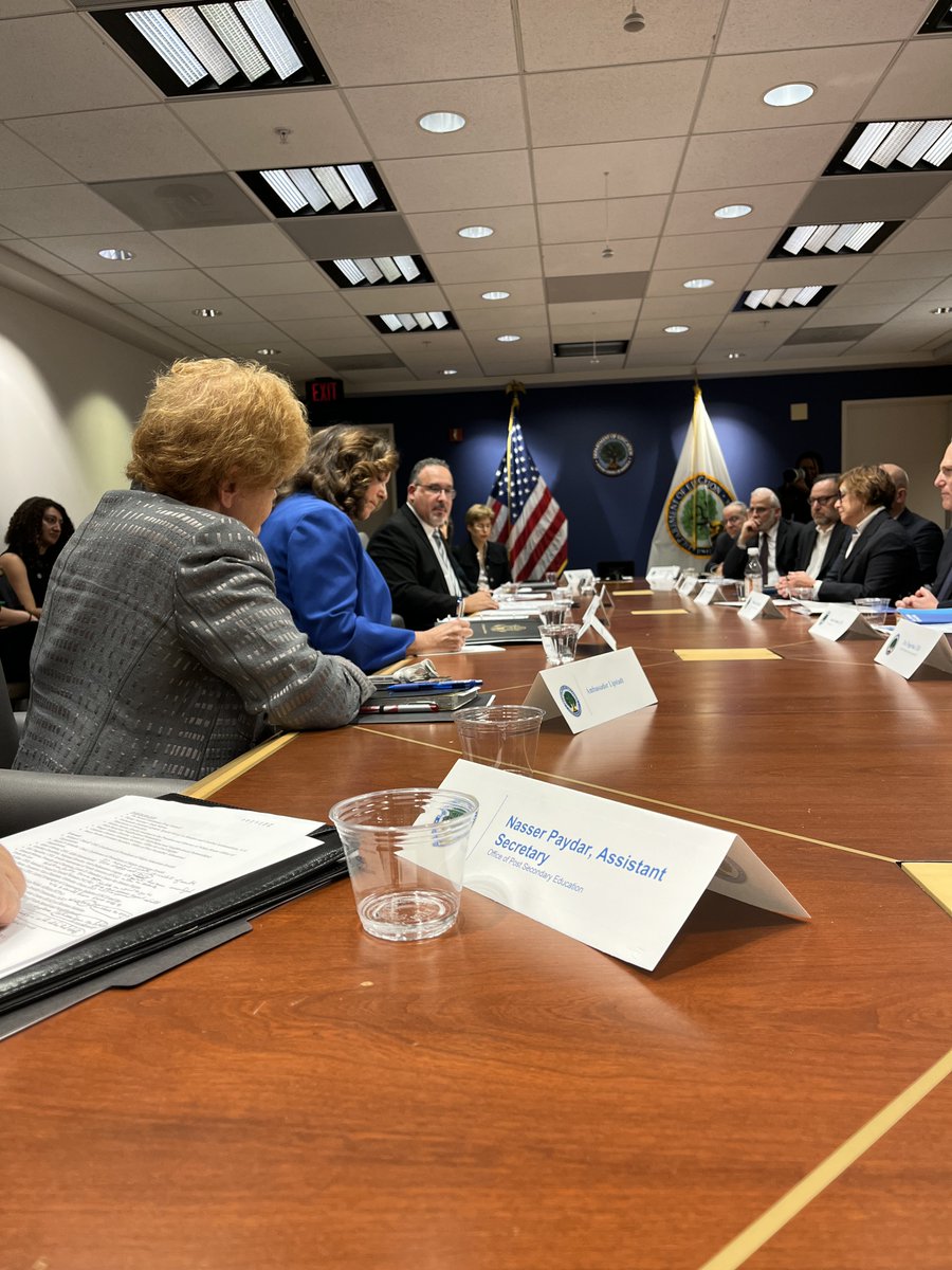 Today, Commission on Social Action of Reform Judaism Director @BarbWeinstein met with @SecCardona @SecondGentleman and @StateSEAS to discuss antisemitism on college campuses and in K-12 education. Anti-Jewish hate has no place in any classroom; Jewish students must be kept safe.