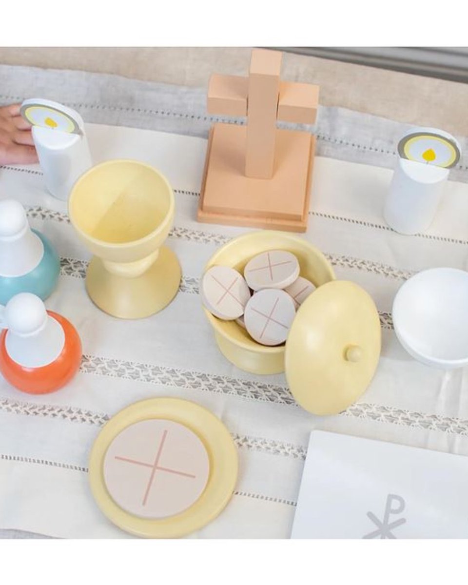 Children that role-play the Holy Mass are more likely to understand what is happening, pay closer attention, and gain deeper appreciation for the Liturgy of the Eucharist. You'll be amazed by how much they learn! 

Selling out quickly: Wooden Mass Kit: bit.ly/46DEMxY