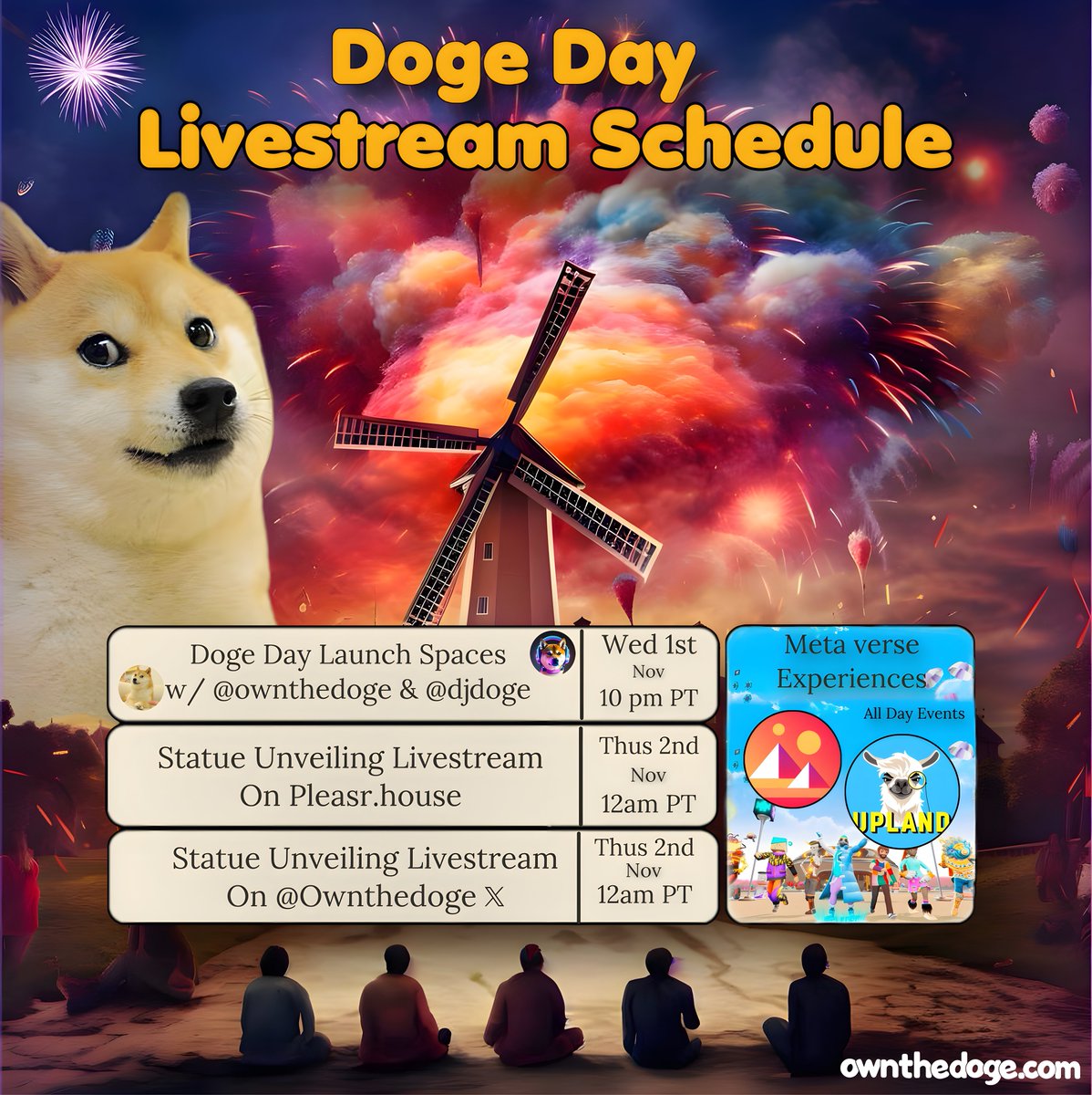 Cannot make it to Japan to witness the #DogeDay celebrations? We have got you covered! We will kick the day off with launch spaces and a live DJ which will be followed by streaming of the statue unveiling on 𝕏 and pleasr.house✨ Metaverse experiences await🎉🧵