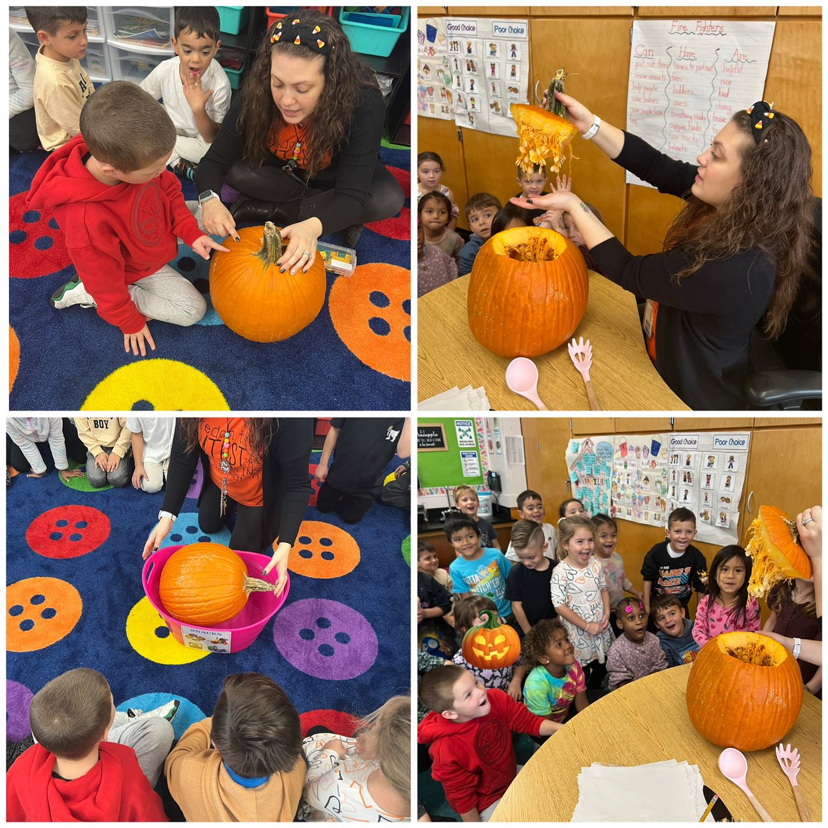 MrsDriscoll_'s tweet photo. We used our senses to conduct our pumpkin investigation! We made predictions if our pumpkin would sink of float,counted the lines, and measured the height of our pumpkin! We also took a look inside too! 🎃🎃🎃 https://t.co/GIrHQHWtmX