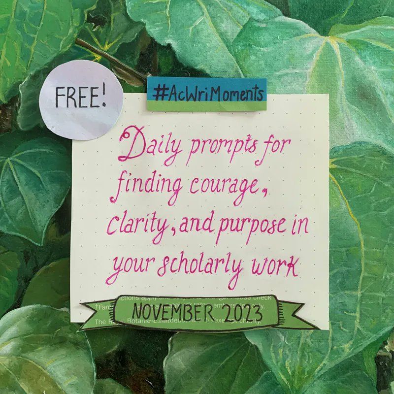 Join us this November for #AcWriMoments: 30 Days of writing prompts to find courage, clarity, and purpose in your scholarly work. Each day you'll receive a gentle, yet expansive, academic writing prompt from a writing scholar, coach, or editor. It's free! acwrimoments.substack.com