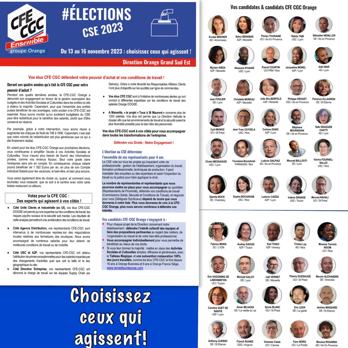 Élections CSE 2023 du 13 au 16 novembre continuez à nous faire confiance en choisissant ceux qui agissent!✅
lemeilleurdescse.com
<a href="/CFECGCOrange/">CFE-CGC Orange</a>
