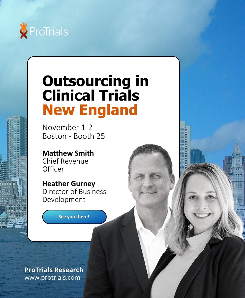 ProtrialsCRO's tweet photo. Join us at #OCTNewEngland! We are excited to invite you to connect with us at the upcoming #OCT event in #Boston. Connect with us at Booth 25 to discover how ProTrials, a trusted name in clinical research, can help you achieve success in your next project.
https://t.co/o5tJI1aqOc https://t.co/gbsV6l5XWq