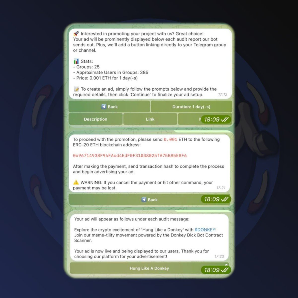 The v2 #DonkeyDickBot is now live!

Check out the updates below.

$DONKEY

#DonkeyDickBotPro coming soon!

TG: t.me/donkeyhung