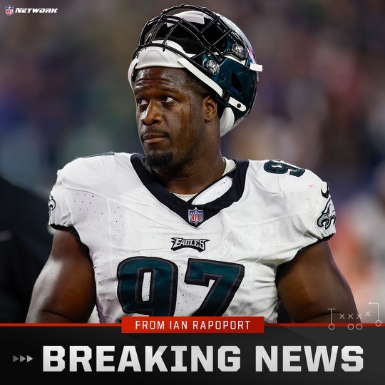 RapSheet's tweet photo. Sources: The #Falcons are trading for some defensive help, bringing in #Eagles DT Kentavius Street in a late-round pick swap. It’s a conditional 2024 sixth rounder (if he plays in at least 6 games) in exchange for a 2025 7th rounder. https://t.co/Th92HQXQzc