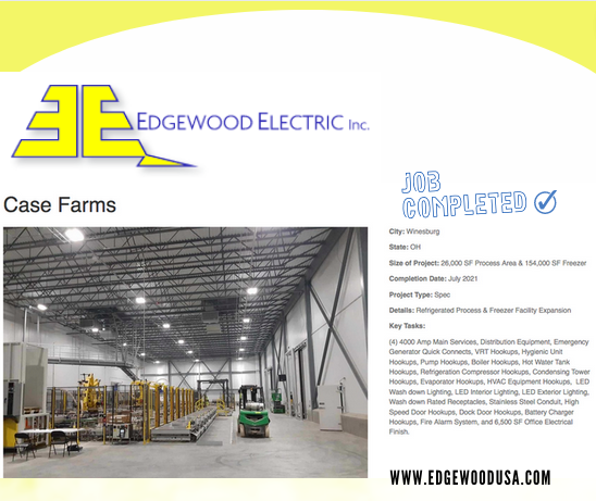 EdgewoodUSA's tweet photo. Job completion at Case Farms in Winesburg, Ohio:
.
.
.
#edgewoodelectric #jobcompleted #Winesburg #Ohio #CaseFarms #refrigeratedprocess #electricians #electricalcontractor https://t.co/BxkJ72fBt3
