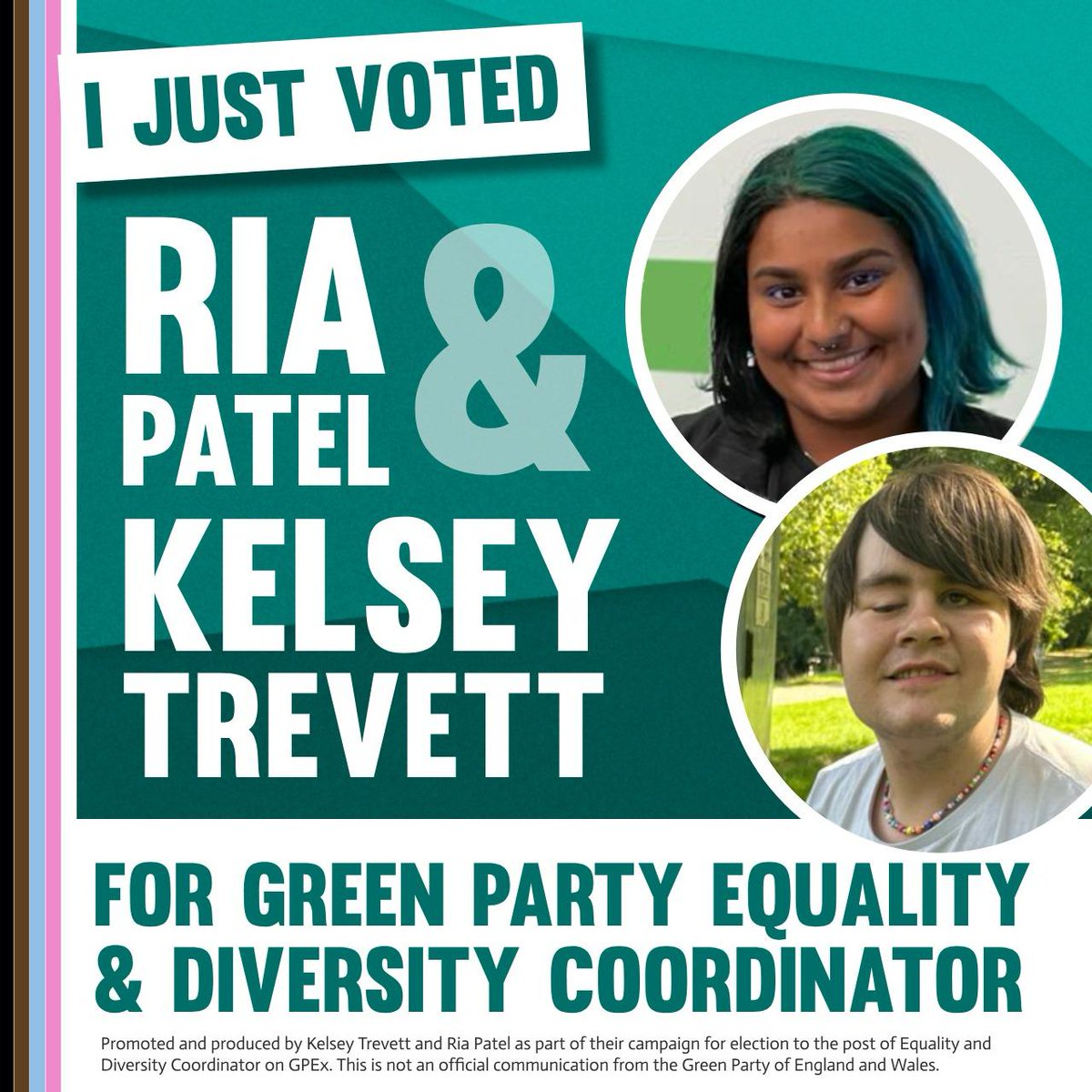 🗳️ Voting closes today so make sure you've cast your vote for @CouldBeKel and @Ria__Patel in the GPEx Equality and Diversity Coordiantor election! 💚 Ria and Kelsey have a huge amount of experience across the Party and have the skills to take on this role.