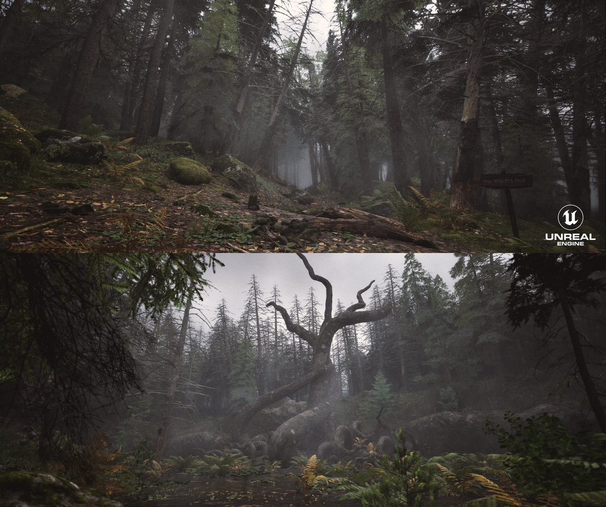 scionti_design's tweet photo. The dark forest.
More progress screenshots are ingame. 
For lighting and mood I used Sky creator 
The terrain and path was created inside Unreal using sculpt tool and insert Quixel megascans assets and brushed trees from Biome Conifer, creepy trees created with Speedtree.
https://t.co/D2ZNXwJ7ve
#ue4 #ue5 #gameplay #realism #forest #UnrealEngine5 #lumen 
#UnrealEngine #quixel #environment #forest #village #realtime #pbl #3d #videogames #videogame #megascans #forestpath #sky #cloudy #rtx4090 #nvidia #lake #overcast @UnrealEngine @quixeltools @SpeedTreeInc @80Level