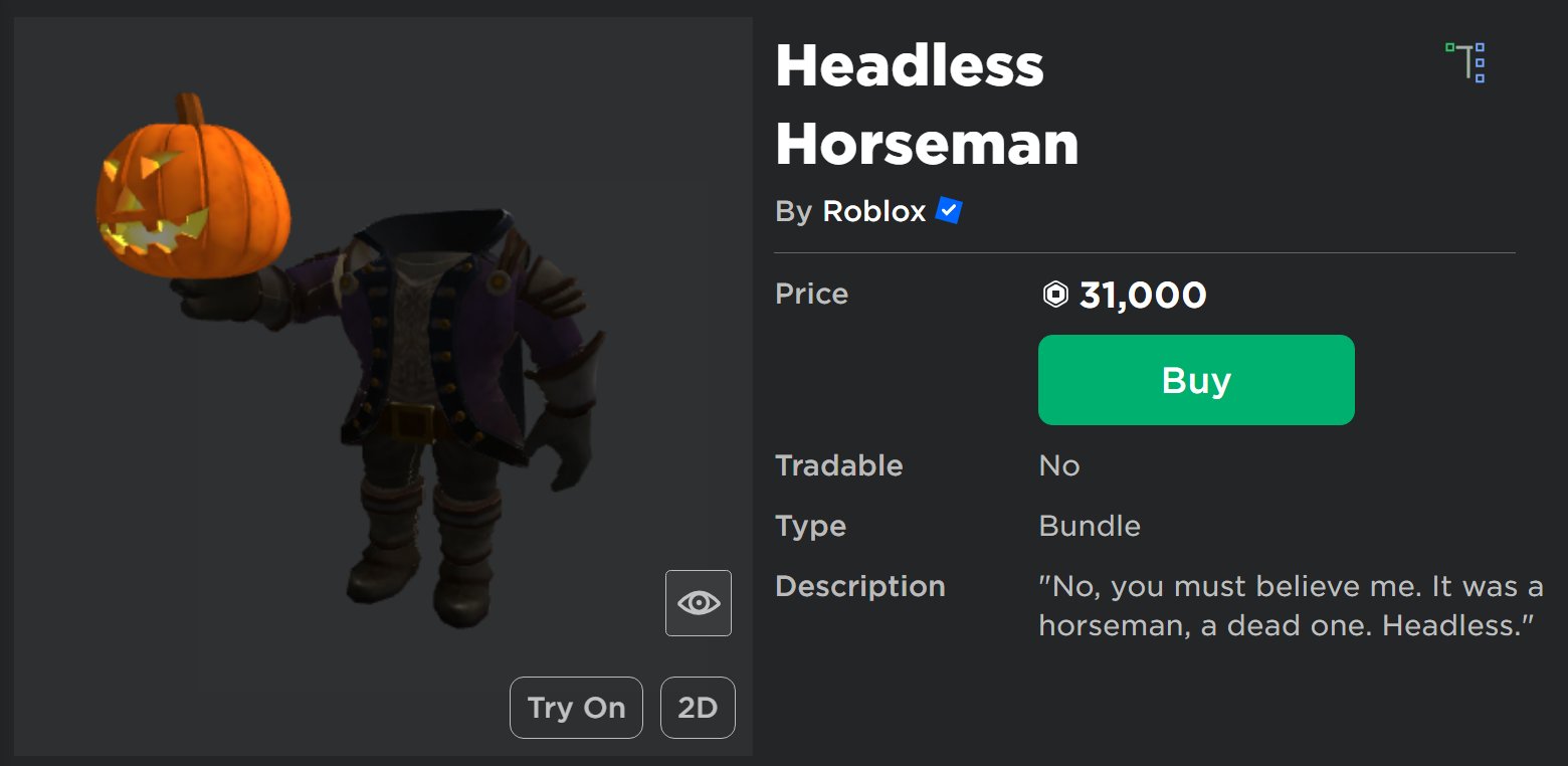 HelloItsVG on X: Headless Horseman Giveaway!!! (45,000 Robux via