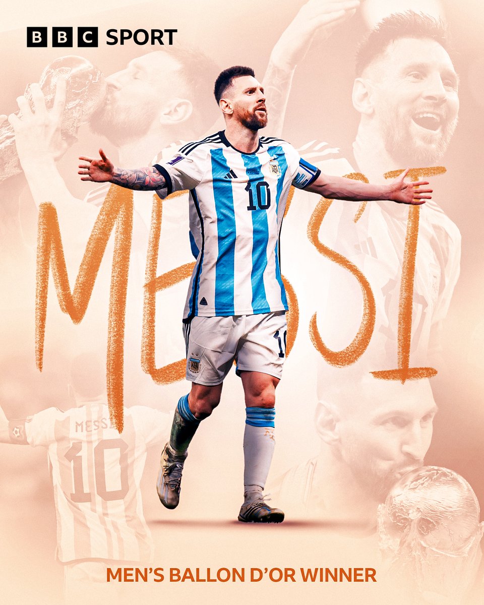 Lionel Messi has won the men’s Ballon d’Or for a record eighth time! 🏆

#BBCFootball #BallonDor