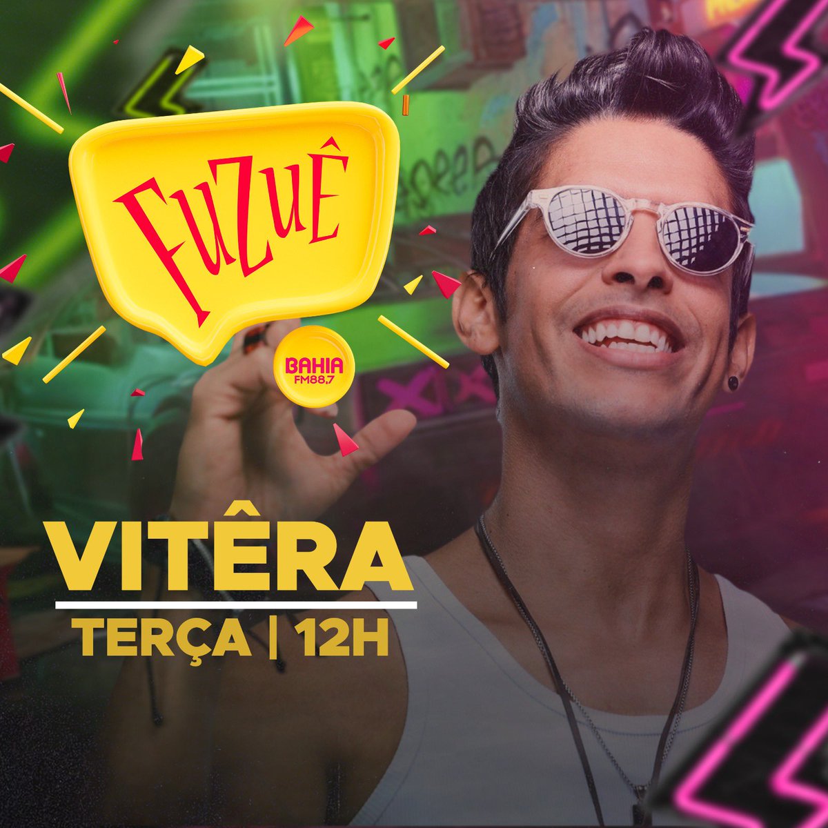 BahiaFM88's tweet photo. Amanhã o nosso #fuzuê tá mais que especial!  Vamos receber @viteraooficial. 🤩  Fique ligado, a partir de 12h, ao vivo no radinho ou no https://t.co/r8WZu0JMnp . Vem com a gente! 📻
.
#bahiafm #fuzuê #alegriatododia https://t.co/vZRrqL82Nq
