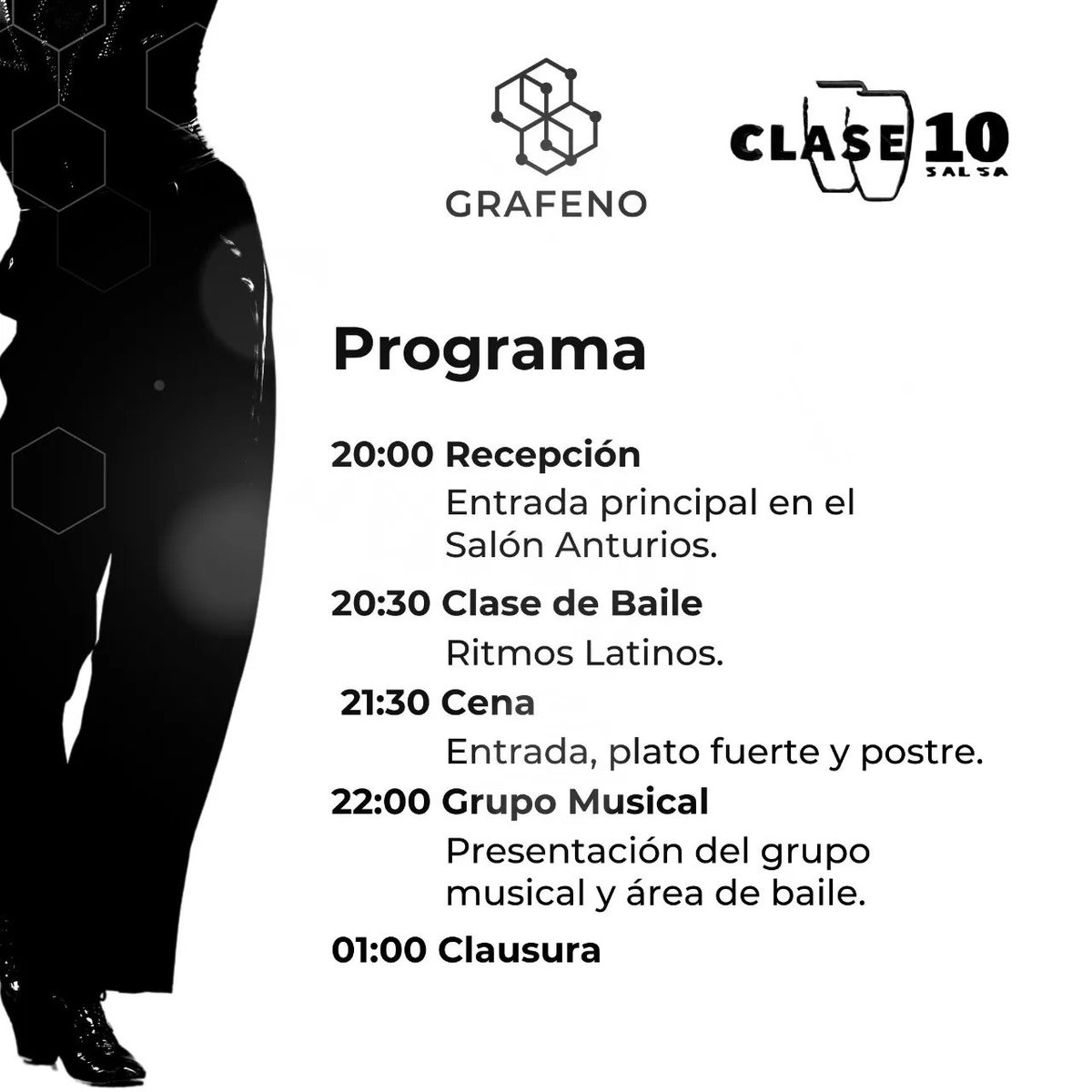 GrafenoSBN's tweet photo. 🖤 Black &amp; White 🤍
Experimenta la alegría de la música en nuestra clase de salsa. No importa si eres principiante o avanzado, todos son bienvenidos. 

🗓 24 de noviembre
🕒 20:00 hrs
📍 Anturios Salones y Jardines  https://t.co/He5ebPU0Ta
Regístrate
https://t.co/Nzsw8EbDEh https://t.co/IpAlUiIZiA