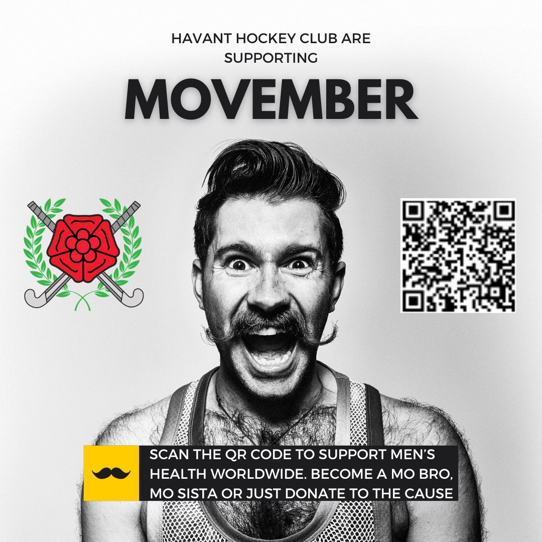 Be warned - vast amounts of facial hair approaching! #TeamHavantHC are supporting Movember - to become a #MoBro, #MoSista or simply donate, please use the QR code or click this link movember.com/t/havant-hocke… #BleedGreen #StickWithFriends #MoWithFriends #Movember