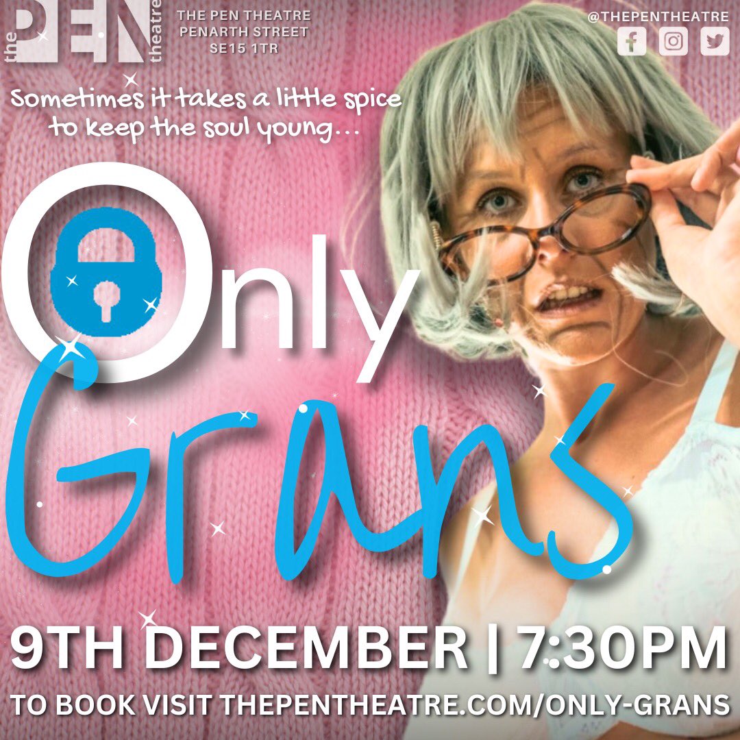 📣 NEW WIP ANNOUNCEMENT 📣 ONLY GRANS | Follow Geri in her mission to find love | 9th December, 7:30pm | Tickets on sale now > thepentheatre.com/only-grans | #whatsontheatre #fringetheatre #hiddengem #peckham #bermondsey