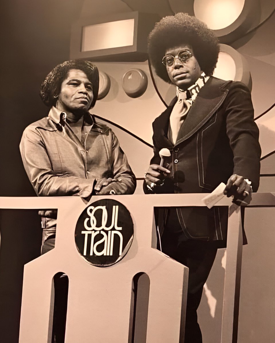 AfricanArchives's tweet image. James Brown and Don Cornelius 🎶