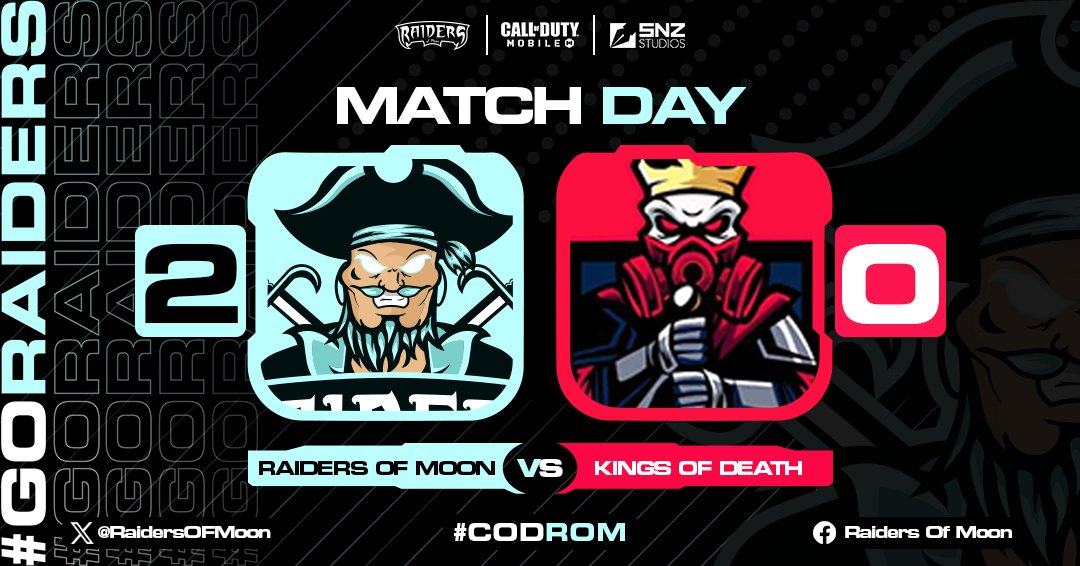 #CODROM | MATCH DAY

Actividad de la semana pasada en scrim amistosa contra los chicos de <a href="/kingsofdeath/">Ben</a> por parte de caster <a href="/ElFoxGamingg/">El Fox Gaming</a> GGWP! 🏴‍☠️

🏆 | SALAS MJ FOX GAMING
🆚 | KINGS OF DEATH
📅 | Miércoles 25/10
⏰ | 9:00 PM 🇲🇽
📺 | FB: El Fox Gaming
Resultado: 2-0

#GoRaiders