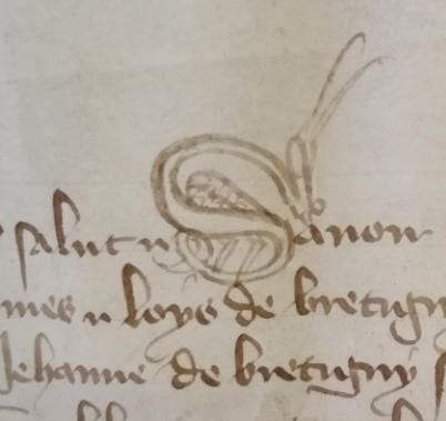 BrunelGhislain's tweet photo. Paris 1378
L'aboutissement d'un modèle en quelques traits de plume : le dragon du S de Savoir est plus ou moins monstrueux... @ArchivesnatFr #notaire https://t.co/rywBiQqrrm