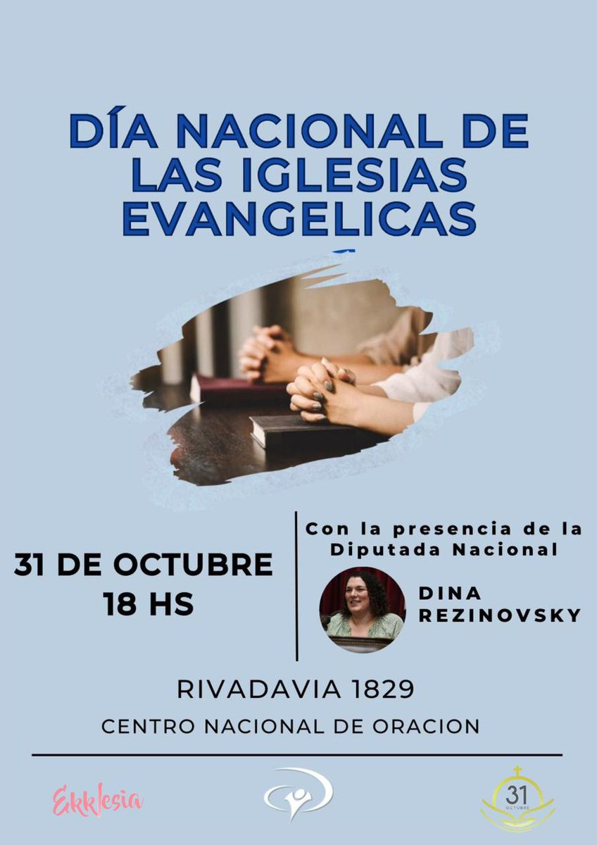 El 31 de octubre es el Día Nacional de las Iglesias Evangélicas.
Te invitamos a conmemorar la reforma protestante del siglo XVI la cual provocó un profundo cambio en la Iglesia. 

Nos acompañará <a href="/dinarezi/">Dina Rezinovsky</a>, quien está finalizando su mandato como Diputada Nacional.