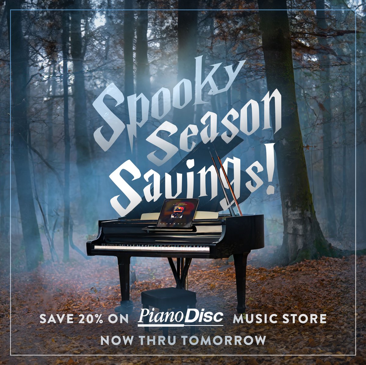 Spooky Season Savings! Last call to get 20% our entire music library, including #Halloween and #Fall selections. Use code FALL23 until tomorrow midnight to take advantage of this sale today! store.pianodisc.com

#PianoDisc #MusicSale #PlayerPiano #Prodigy