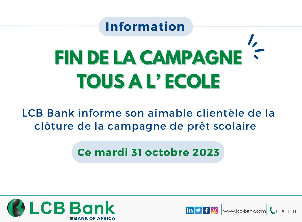 INFOS CLIENT

#LCBBank #TOUSALECOLE