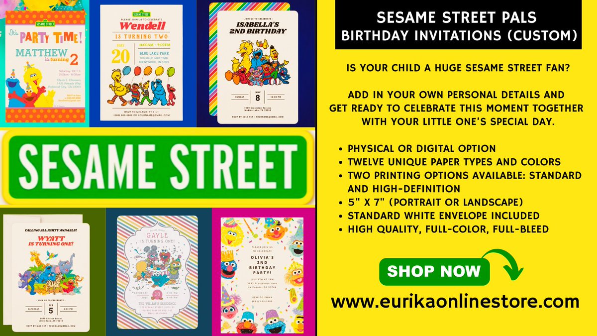 Sesame Street Custom Birthday Invitations
Visit Here: eurikaonlinestore.com

#invitations #sesamestreet #birthdayinvitations #customeinvitations #digitalinvitations